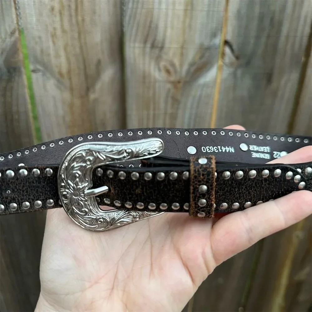 Nocona Girls Western Belt Leather Pink Cross Hearts Size 22